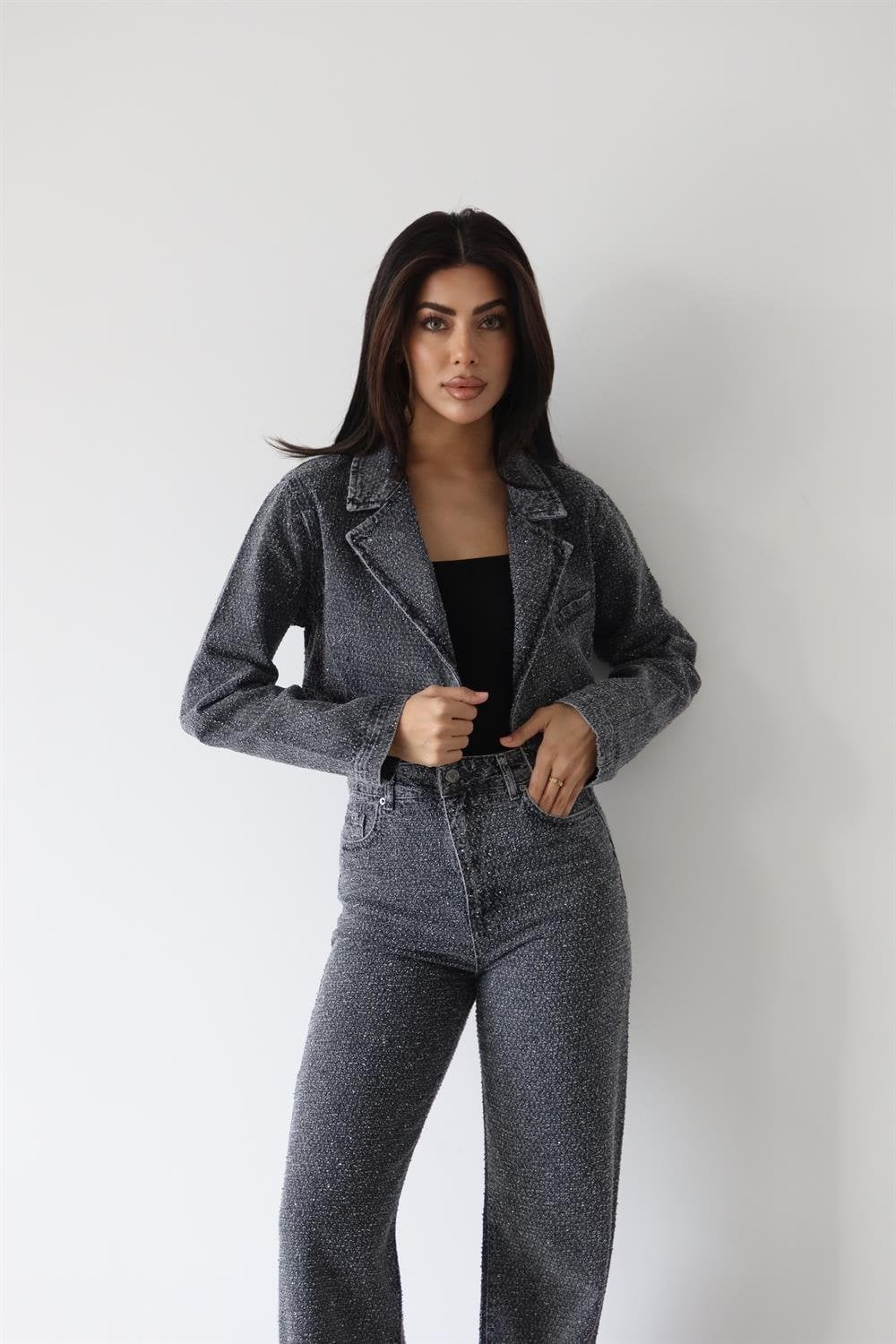 Women's Dark Grey Stone Jacket and Trousers Set - Lacarino Jeans - by Peralane - photo 3