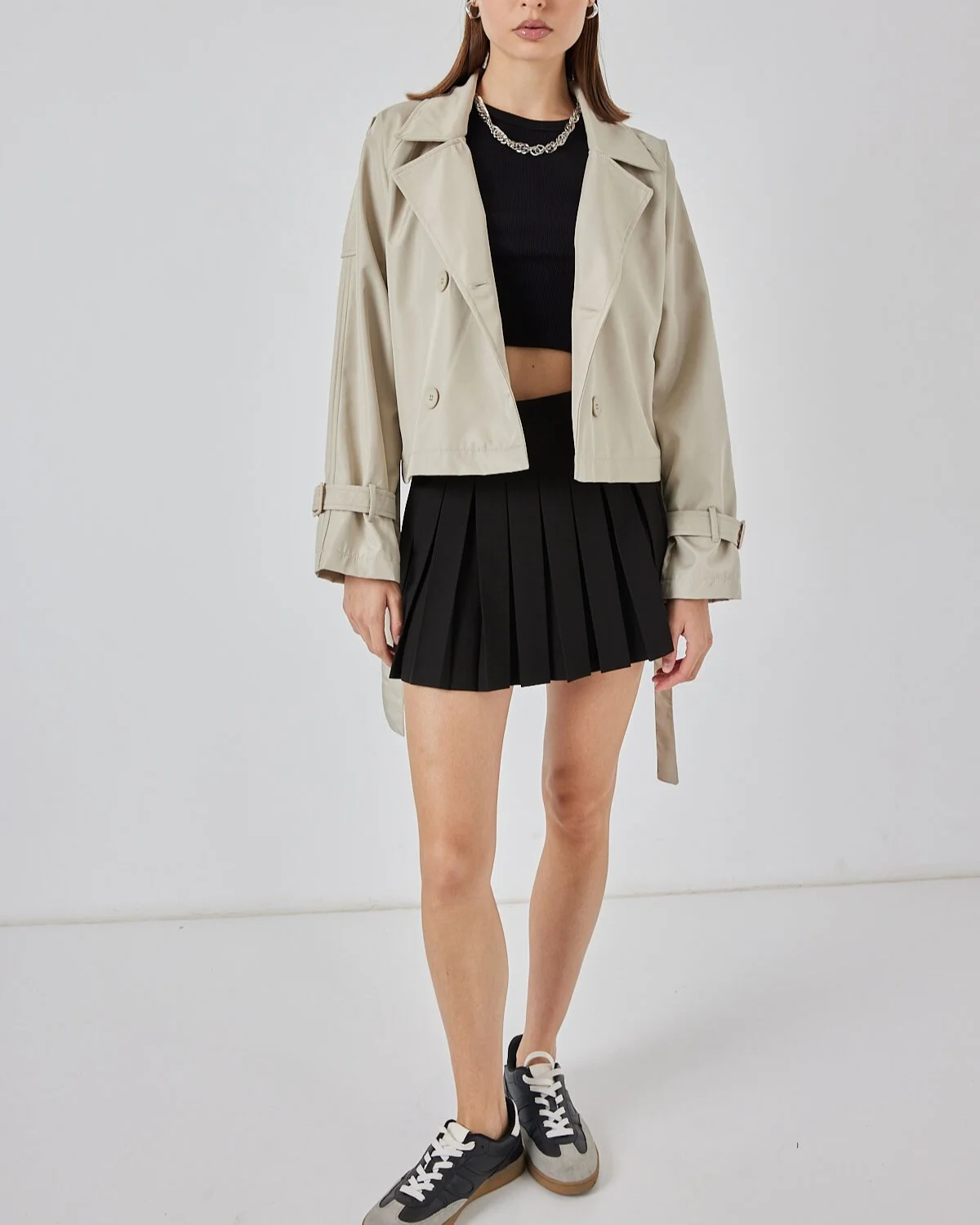 Women's Belted Short Trench Coat - Stone - Bigdart - by Peralane - photo 6