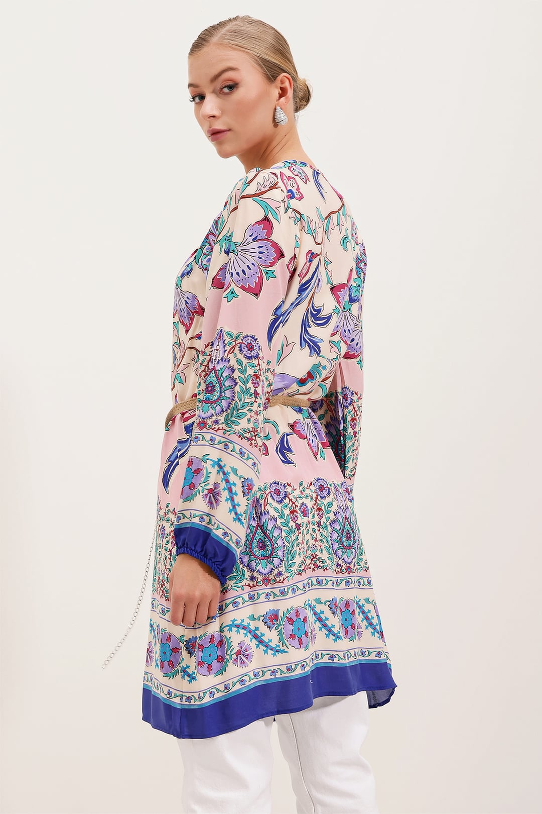 5902 Belted Patterned Dress - Purple - Bigdart - by Peralane - photo 3