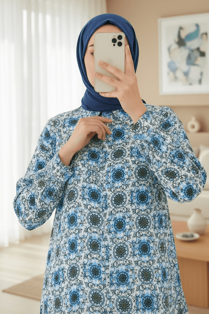 Women's Graphic Print Shirt 3721 - Turquoise - Bigdart - by Peralane