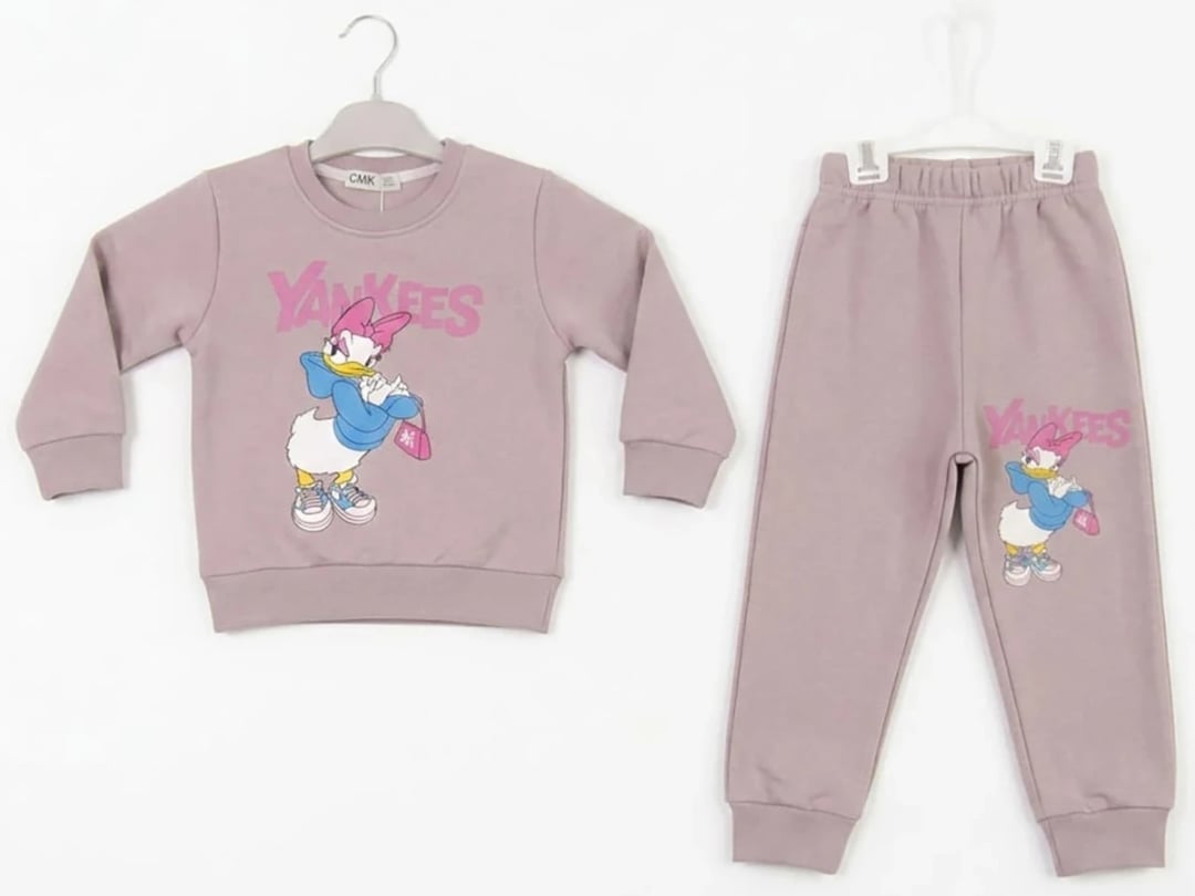 Girls' Daisy Duck Print Sweatshirt and Pants Set - Dusty Pink - CMK - by Peralane