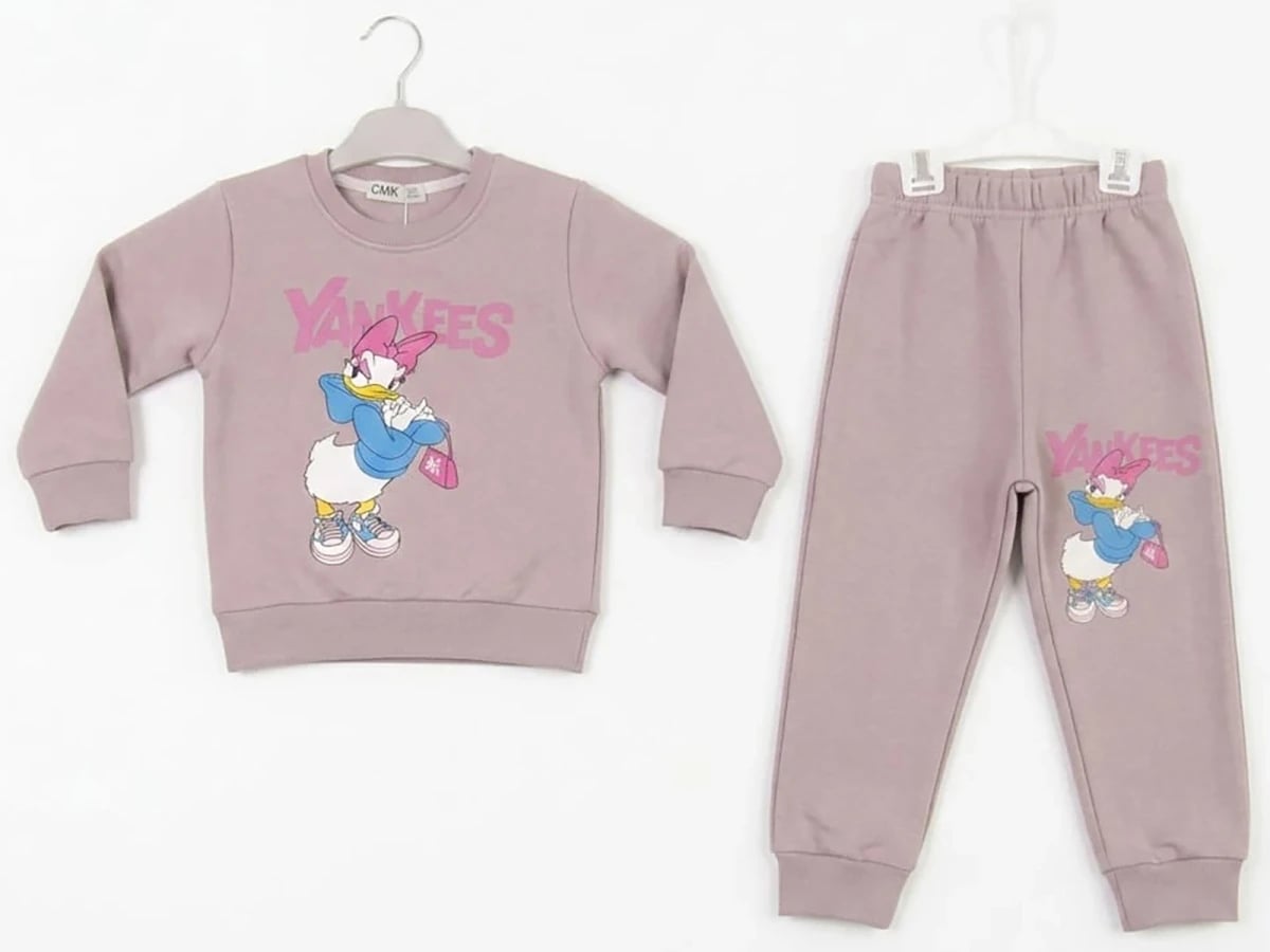 Girls' Daisy Duck Print Sweatshirt and Pants Set - Dusty Pink - CMK - by Peralane