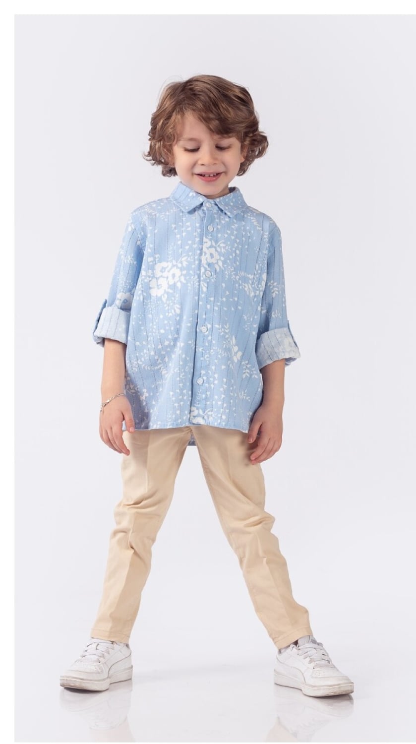 Boys' 2-Piece Shirt and Pants Set (Pack of 4) 1-4Y - Lemon - by Peralane