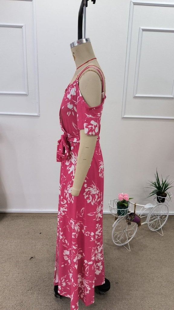 Women's Cold-Shoulder Short-Sleeve Wrap Maxi Dress with Floral Print - Janes - by Peralane - photo 6