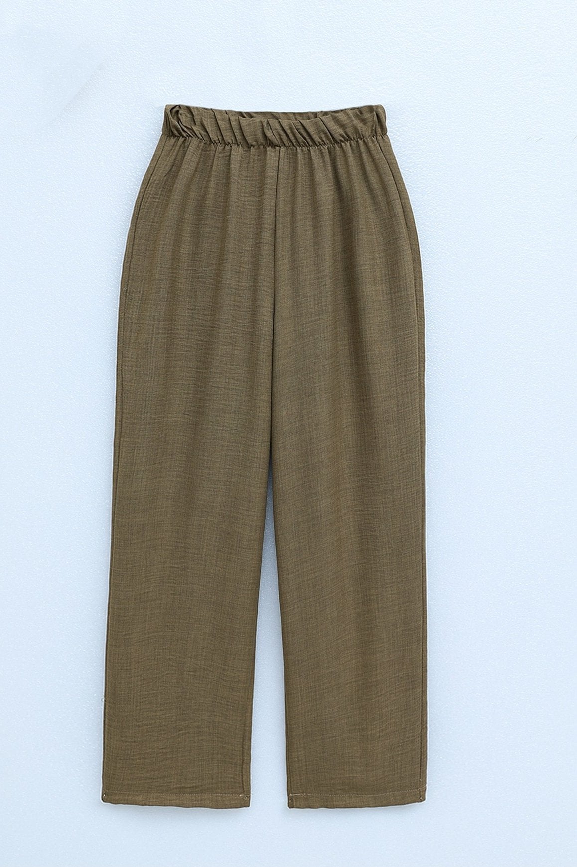Two-Piece Set with Elasticated Cuffs and Tie Details - Olive Green - Podyumplus - by Peralane - photo 2