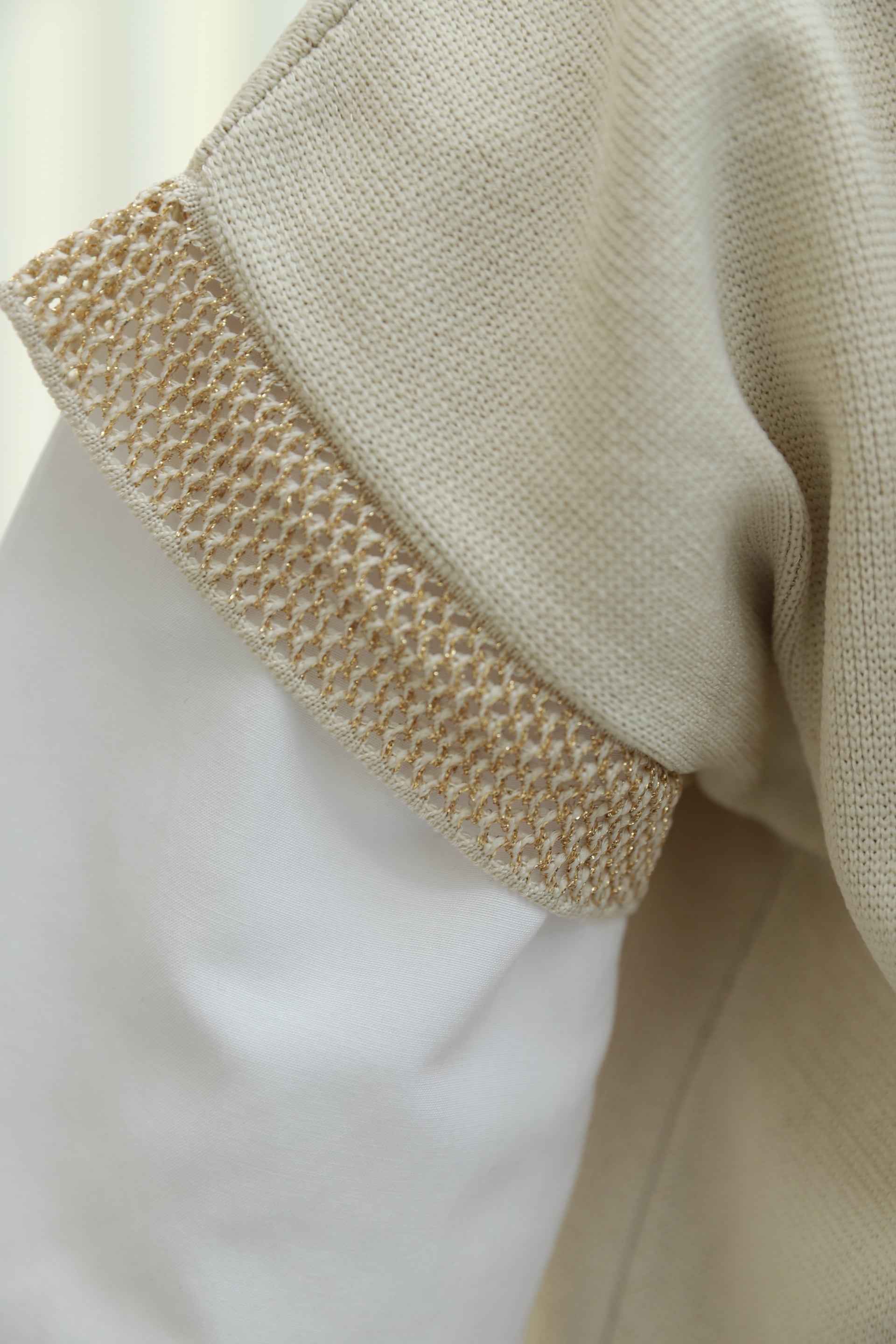 V-Neck Sleeveless Knit Tunic with Shimmer Trim - Stone - Podyumplus - by Peralane - photo 7
