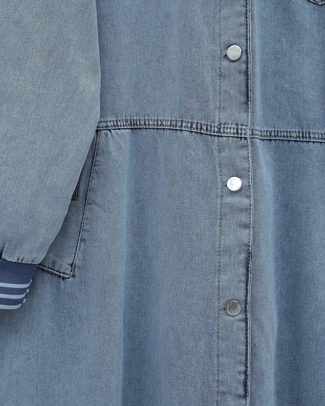 Long Denim Jacket with Full-Length Buttons and Ribbed Cuffs – Light Blue - Podyumplus - by Peralane - photo 6