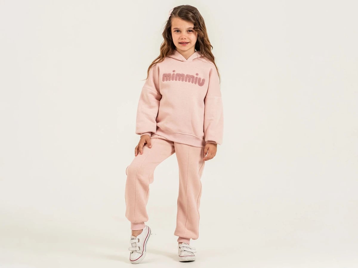 Mimmiu Embroidered 3-Thread Brushed Girls' Tracksuit Set - Pampal Kids - by Peralane