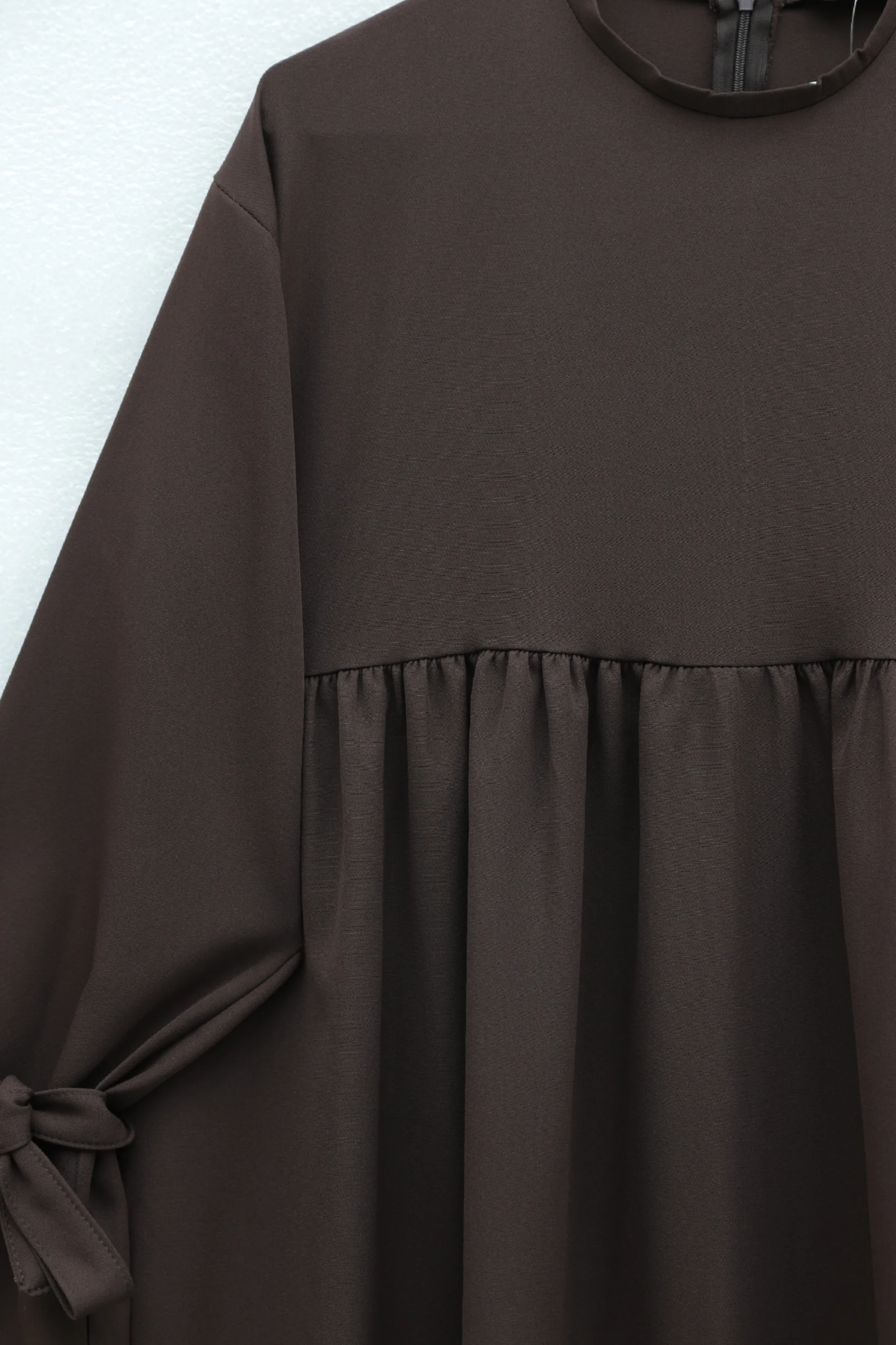 Long Sleeve Tie Detail Maxi Dress - Brown - Podyumplus - by Peralane - photo 4