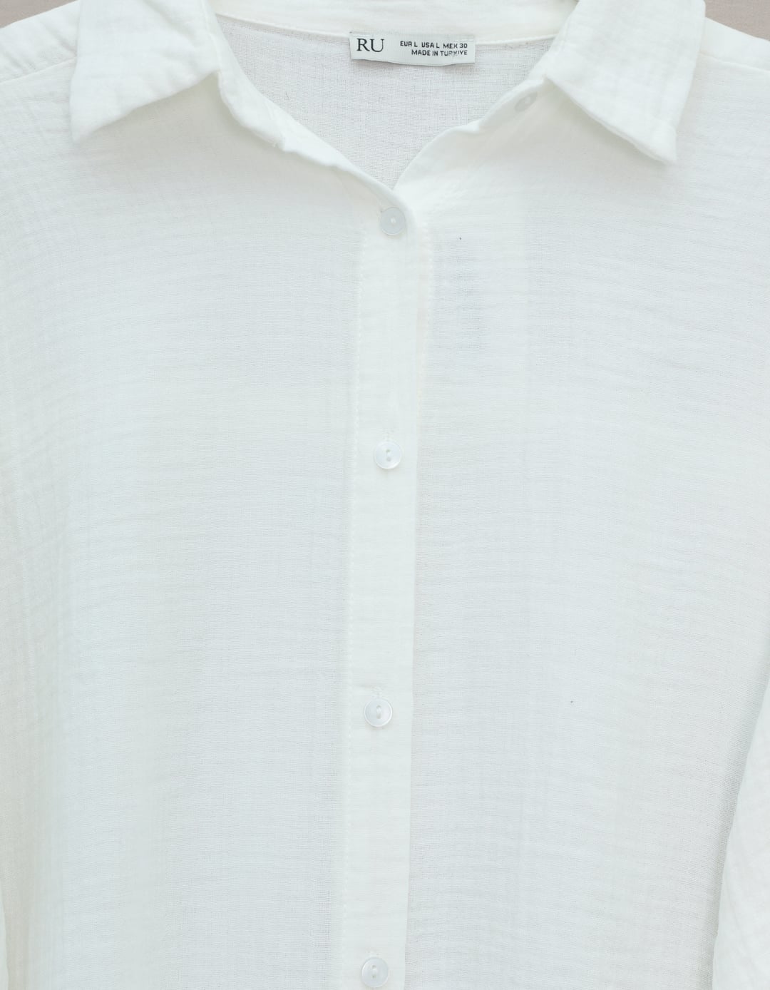 Oval Cut Buttoned Muslin Blouse - Ecru - Podyumplus - by Peralane - photo 6
