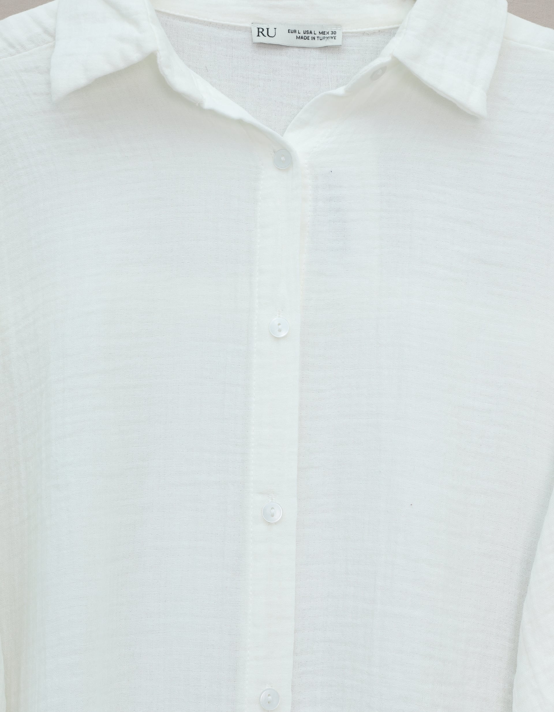 Oval Cut Buttoned Muslin Blouse - Ecru - Podyumplus - by Peralane - photo 6