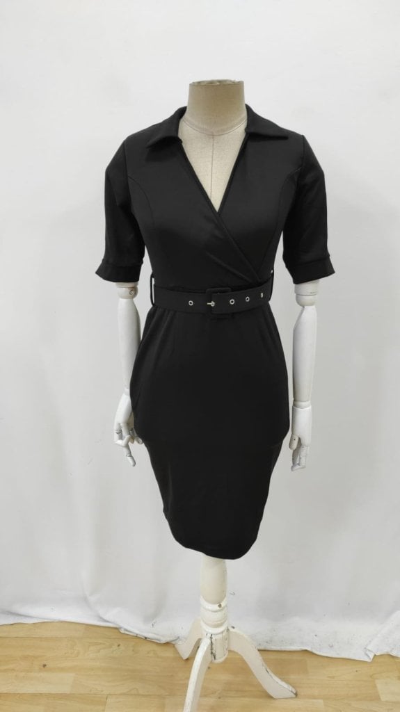 Women's Short Sleeve Collared Wrap Midi Dress with Belt - Janes - by Peralane - photo 7