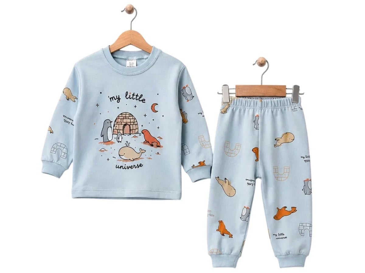 Animal Print Baby Boys' Pyjama Set - Light Blue - Supermini - by Peralane