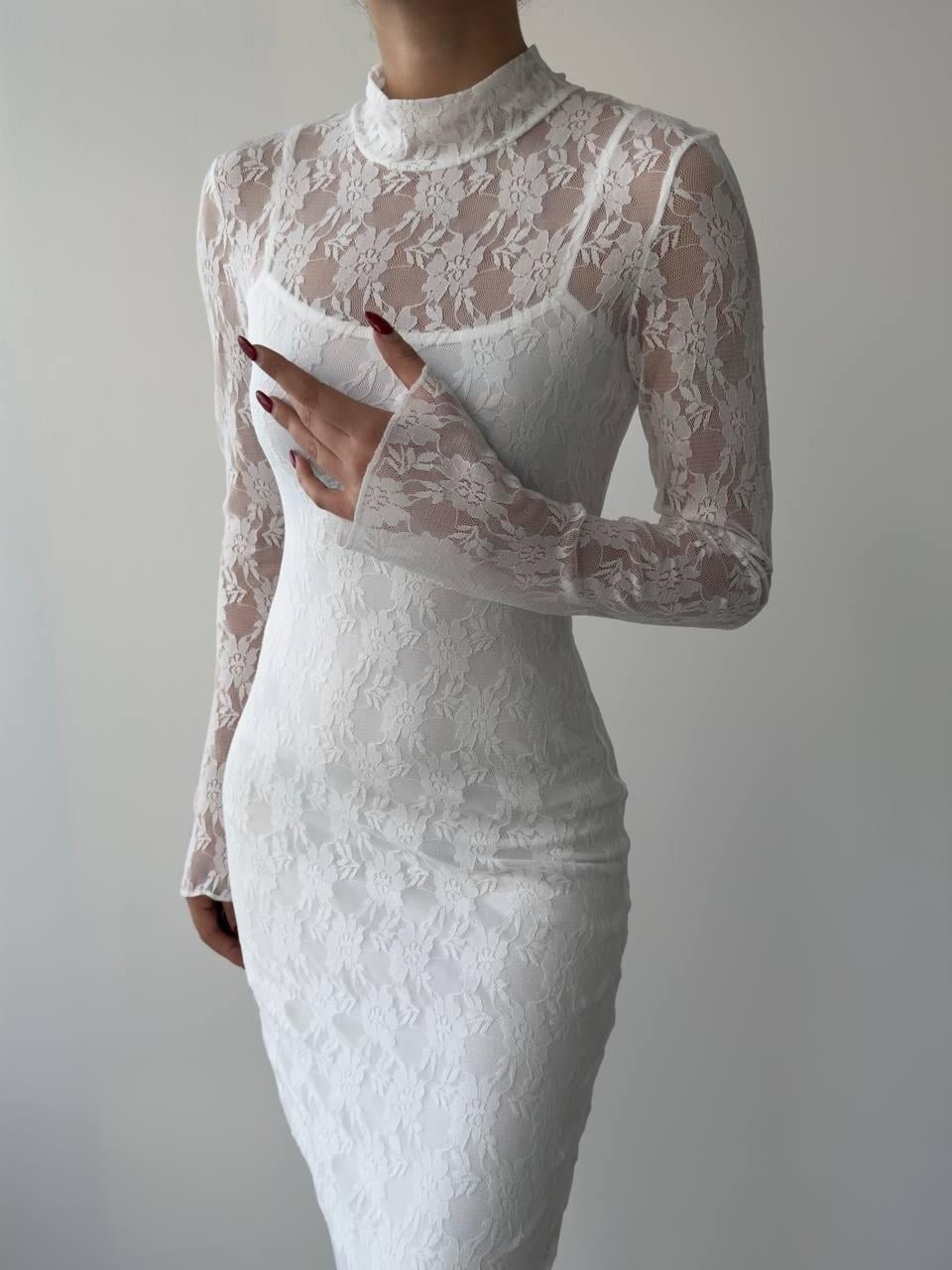 Bela Midi Lace Dress - White - Etika - by Peralane - photo 5