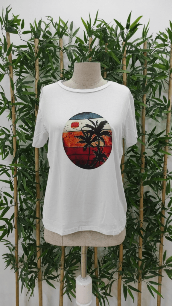 Women's Short-Sleeve Palm Print Viscose T-Shirt - Janes - by Peralane - photo 9