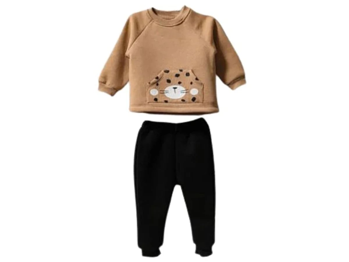 Boys' Leopard Print Hooded Sweatshirt and Trousers Set - Vovido - by Peralane