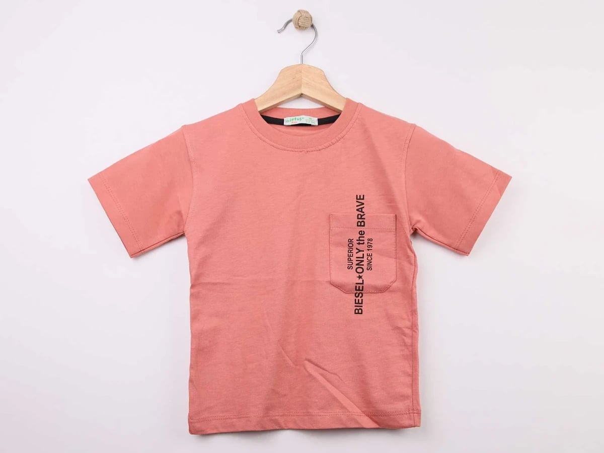 Superior Printed Boys' T-Shirt - Coral Pink - Bittos Kids - by Peralane
