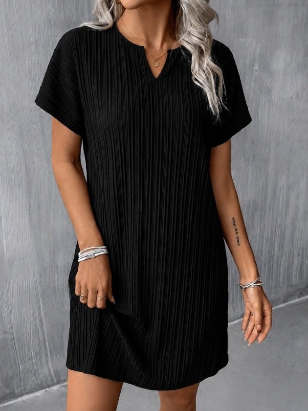 Women's Short-Sleeve V-Neck Jacquard Crepe Dress - Janes - by Peralane - photo 2