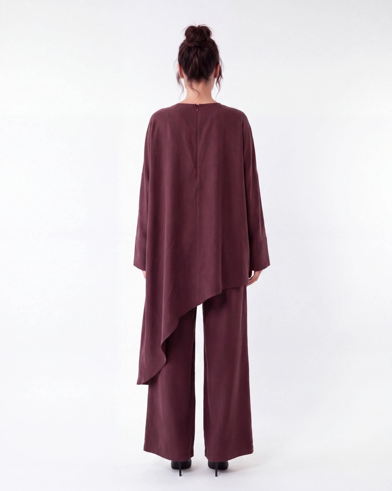 Burgundy Loungewear Set with Tunic and Wide-Leg Trousers - Fame - by Peralane - photo 4