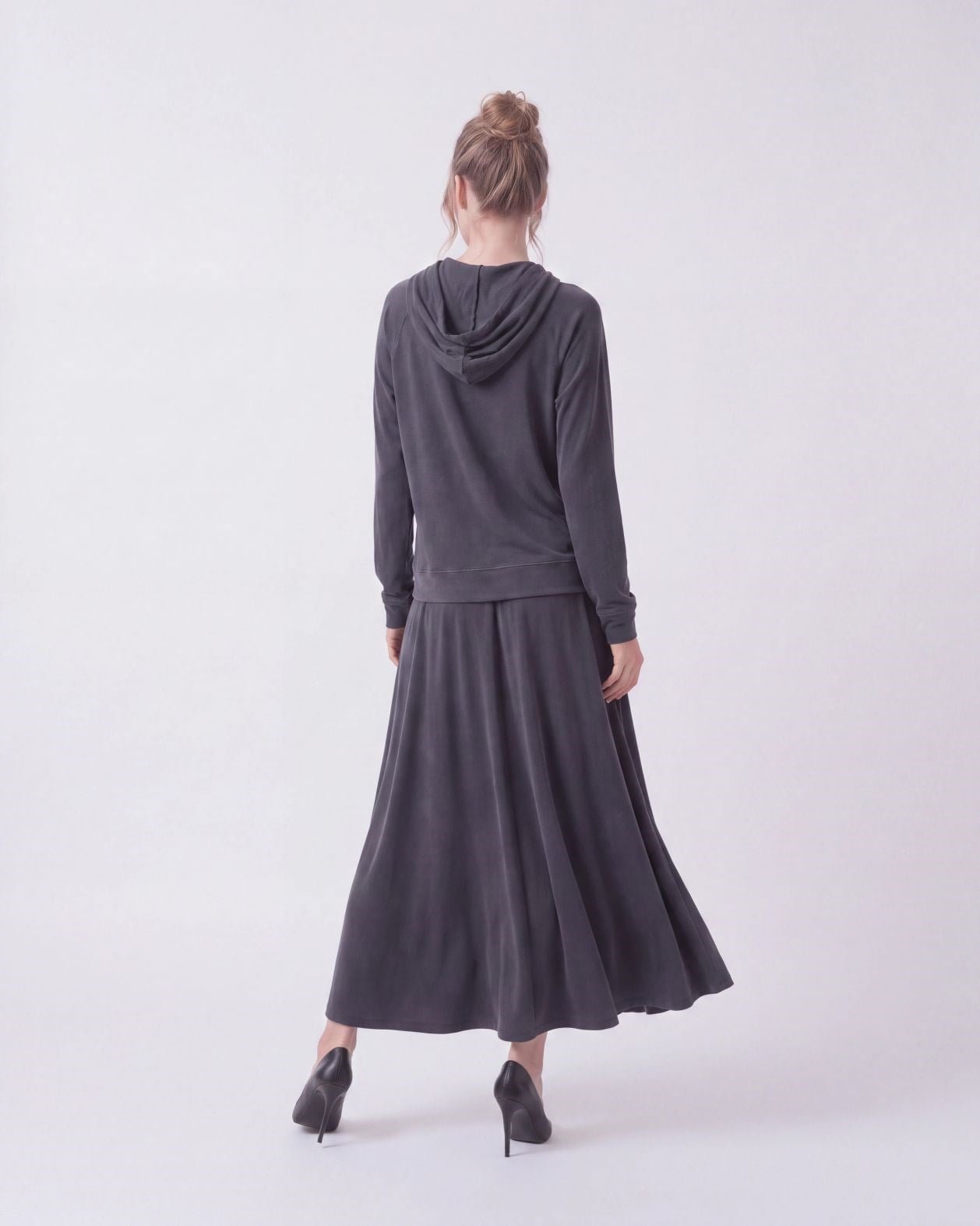 Women's Hooded Top and Skirt Set in Dark Grey - Fame - by Peralane - photo 3