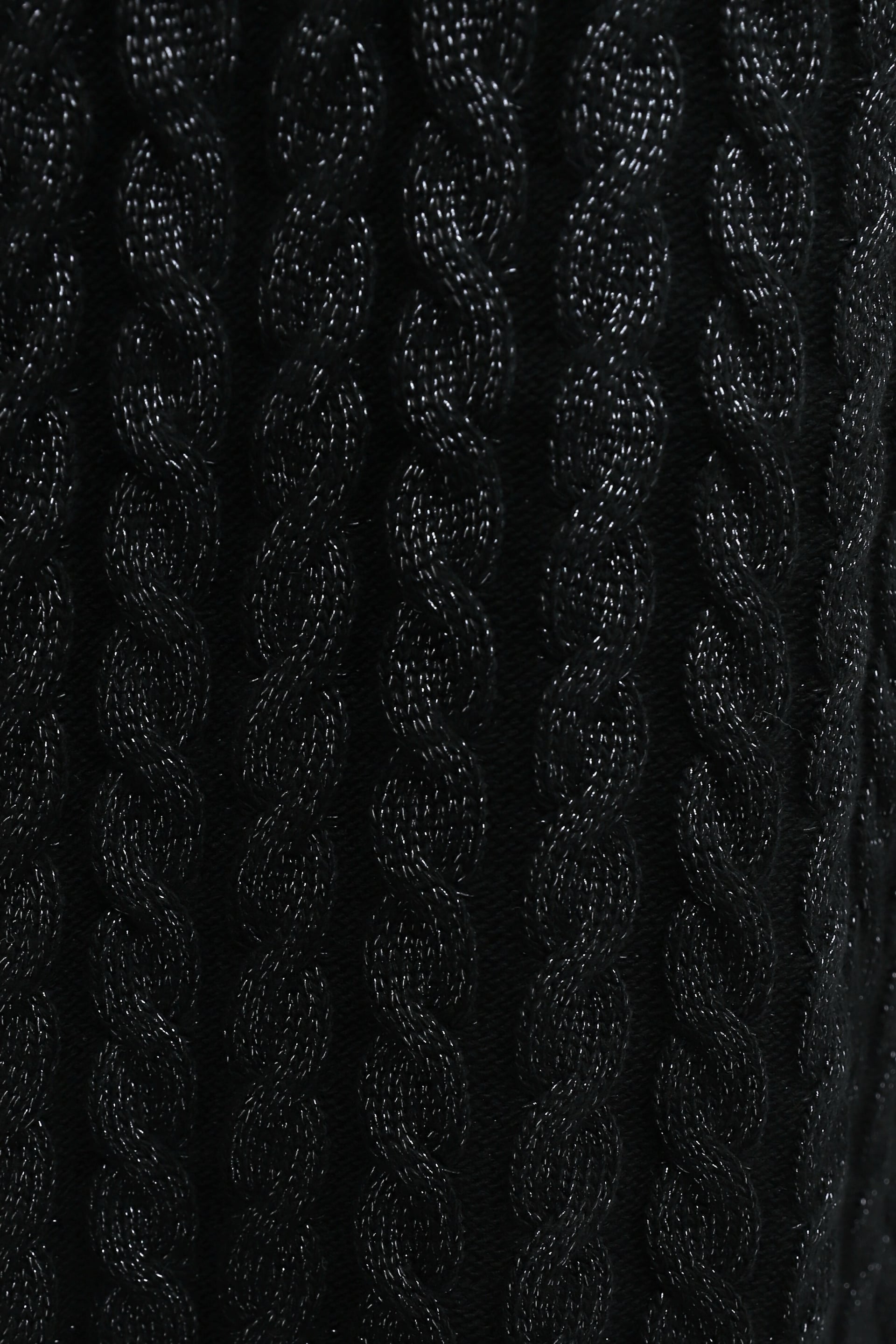 Half-Collar Slit Sequin Basket Knit Sweater Set - Black - Podyumplus - by Peralane - photo 5