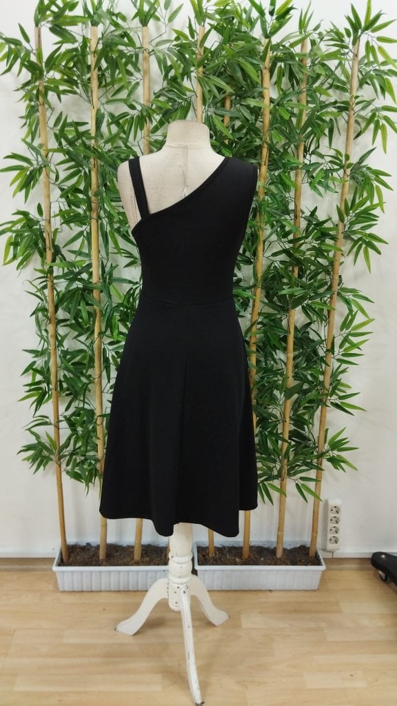 Women's One-Shoulder Sleeveless Viscose Dress with Side Buttons - Black - Janes - by Peralane - photo 5