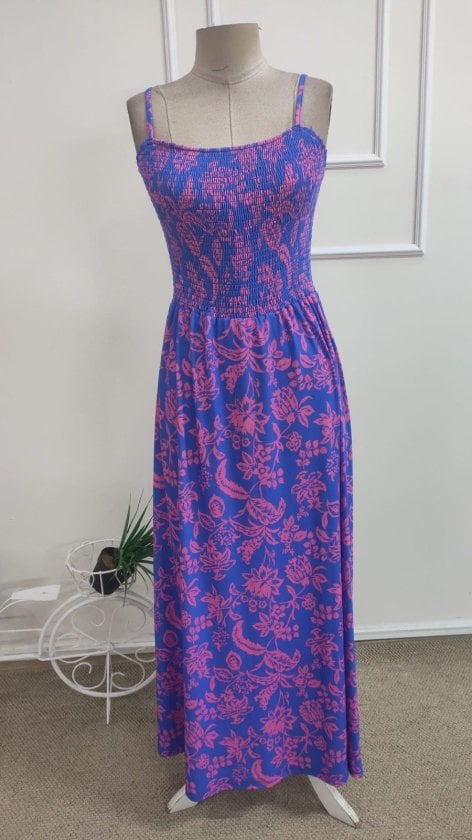 Women's Sleeveless Floral Printed Midi Dress with Smocked Bodice - Janes - by Peralane - photo 4