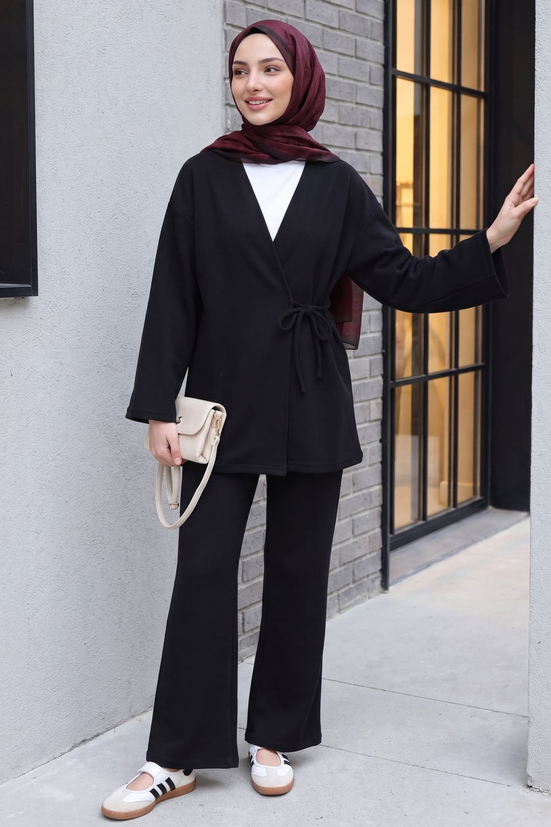 Cross-Tie Selanik Kimono Set - Black - Podyumplus - by Peralane