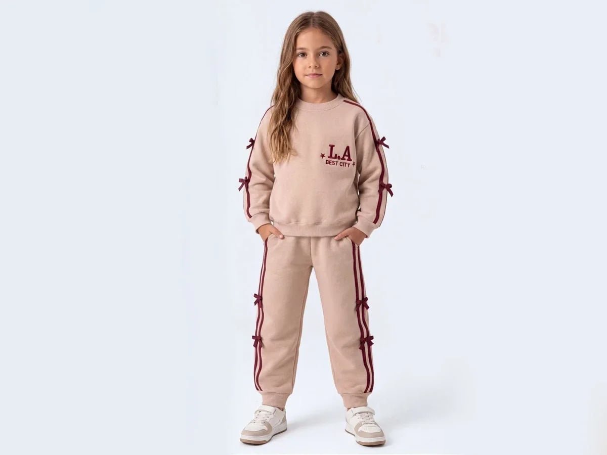 Girls' LA Print Brushed 3-Thread Tracksuit Set - Feely Kids - by Peralane
