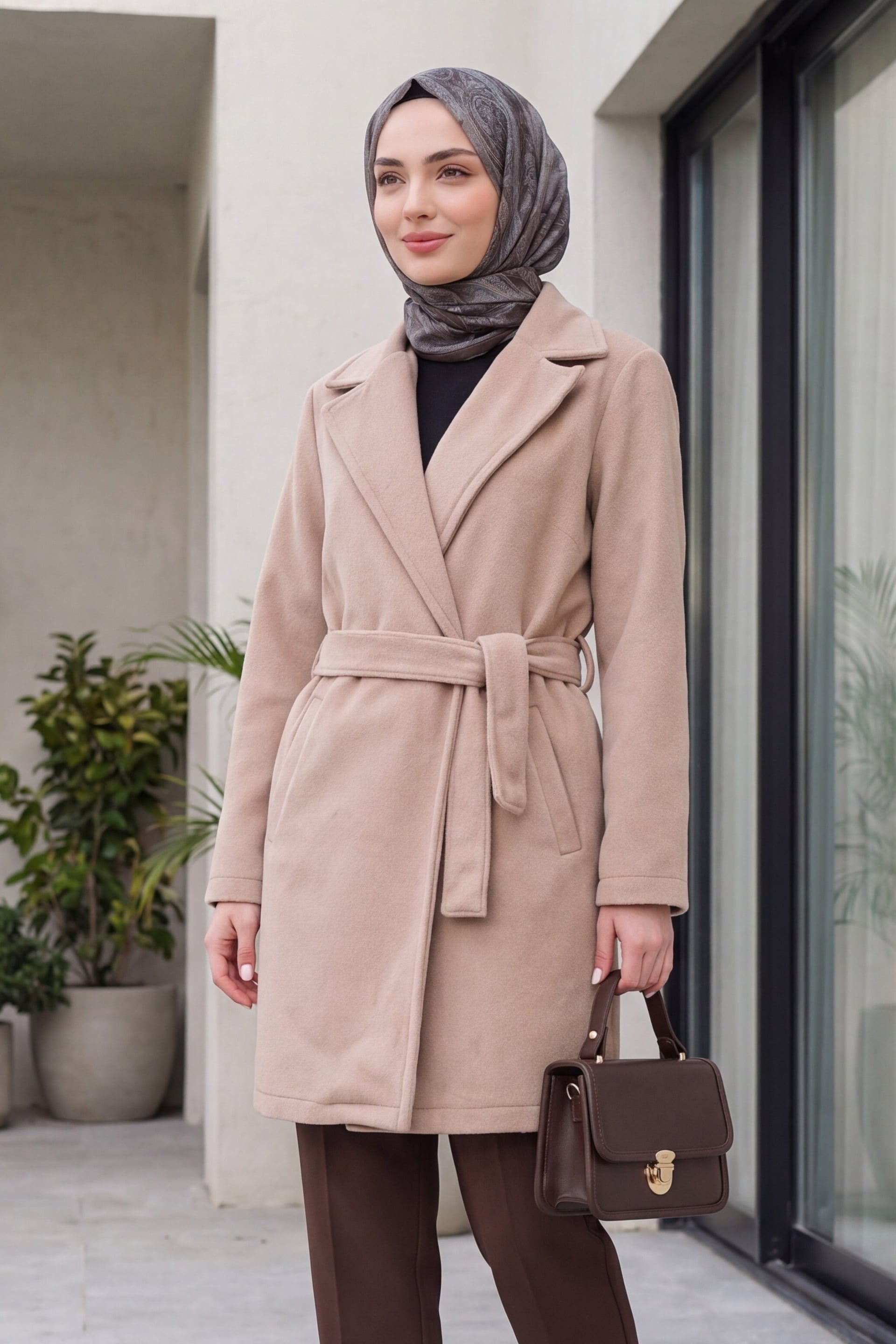 Women's Belted Coat - Light Beige - Bigdart - by Peralane - photo 2