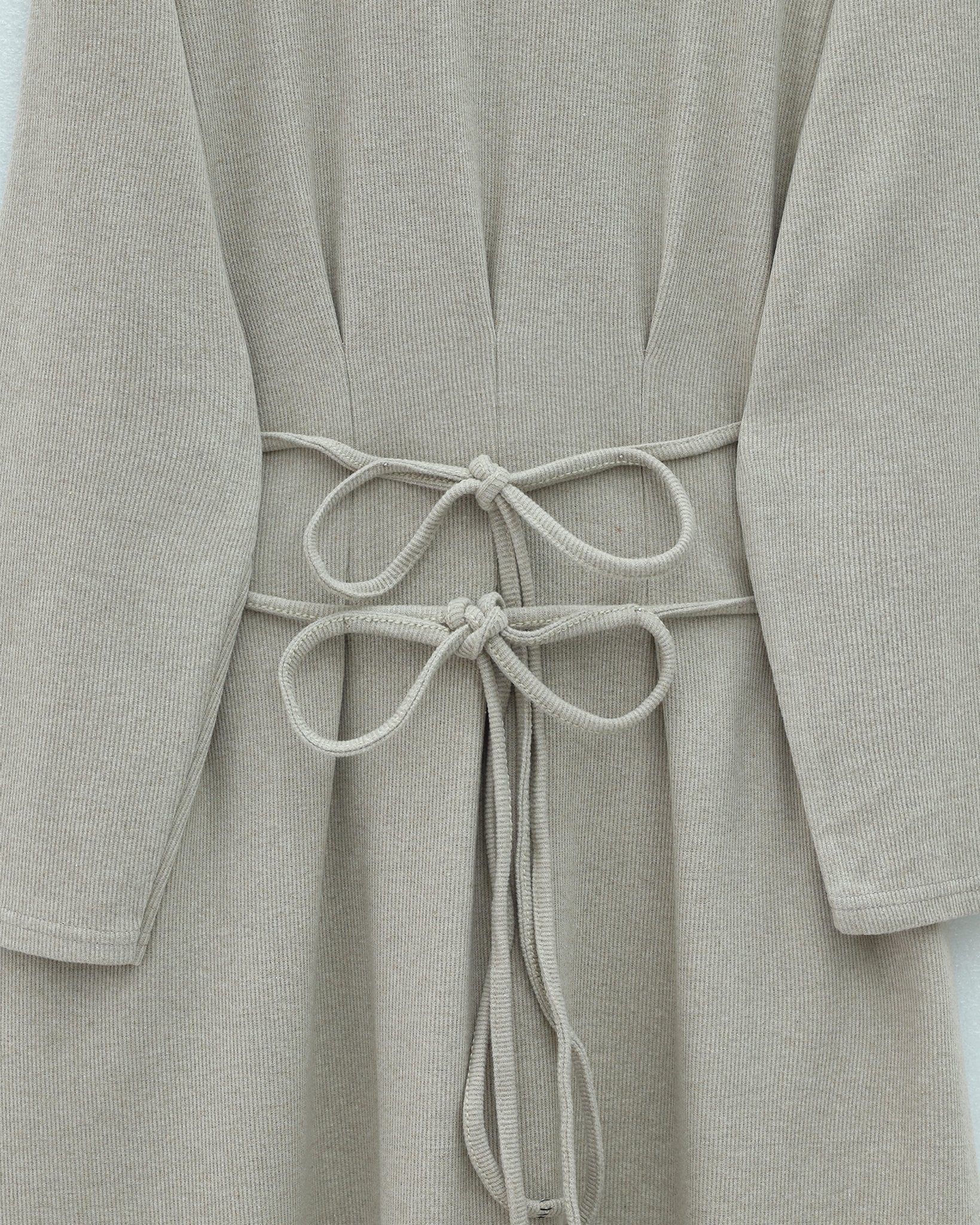 Long-Sleeved Draped Belted Maxi Dress in Light Grey Marl - Women's - Podyumplus - by Peralane - photo 5
