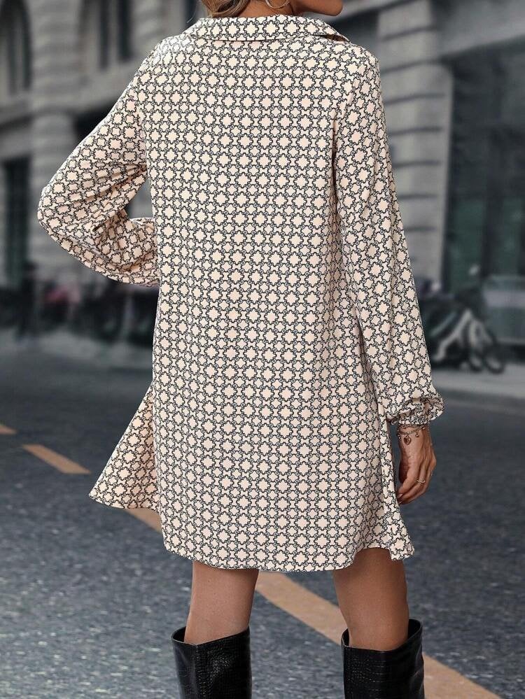 Women's Long Sleeve Collared Patterned Mini Modal Dress - Janes - by Peralane - photo 5