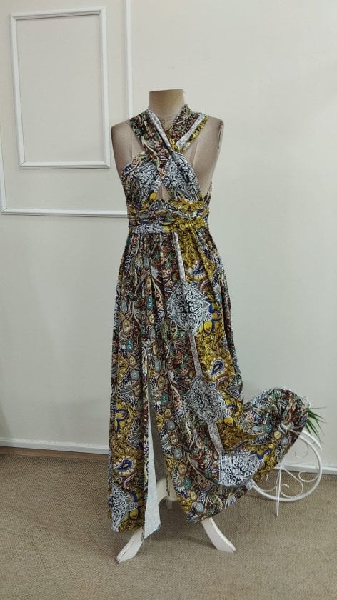 Women's Halter Neck Maxi Dress with Paisley Print and Criss-Cross Back - Janes - by Peralane - photo 4