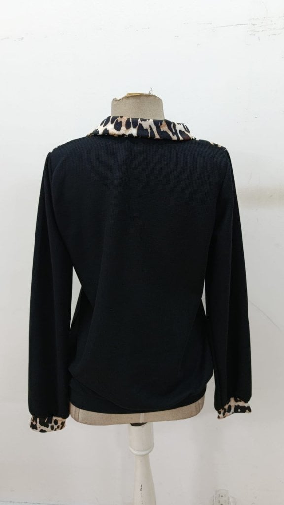 Women's Long Sleeve Leopard Collar Zip Waffle Blouse - Janes - by Peralane - photo 5