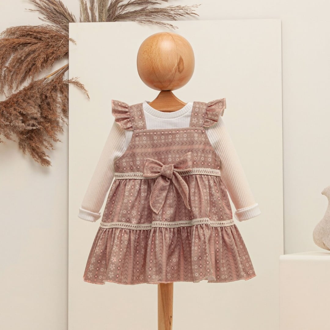 Girls' 2-Piece Pinafore Dress and Blouse Set with Print - 6-18M - 2009-5066 - Babymuz - by Peralane