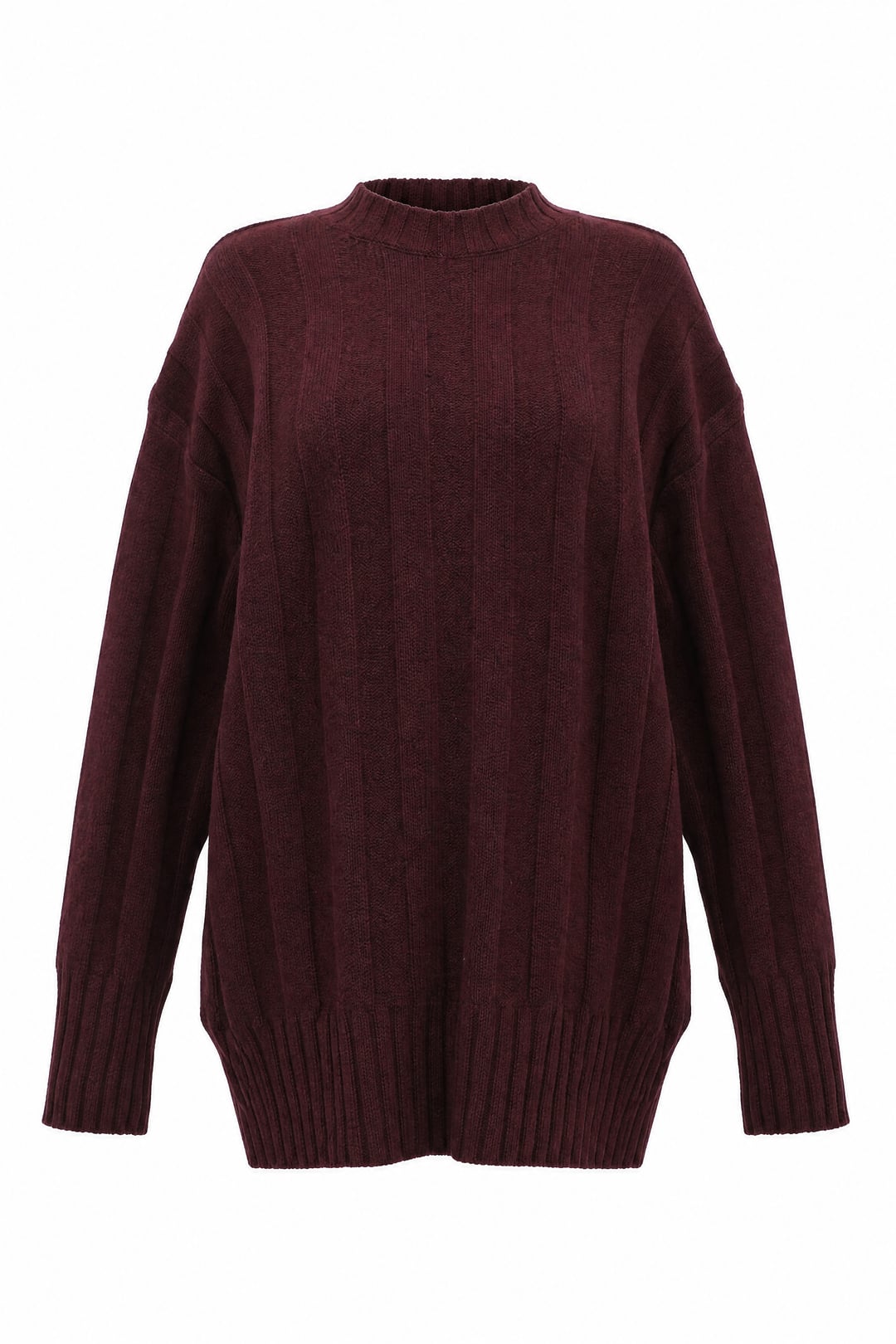 Half-Collar Striped Soft Knit Sweater - Burgundy - Podyumplus - by Peralane - photo 4