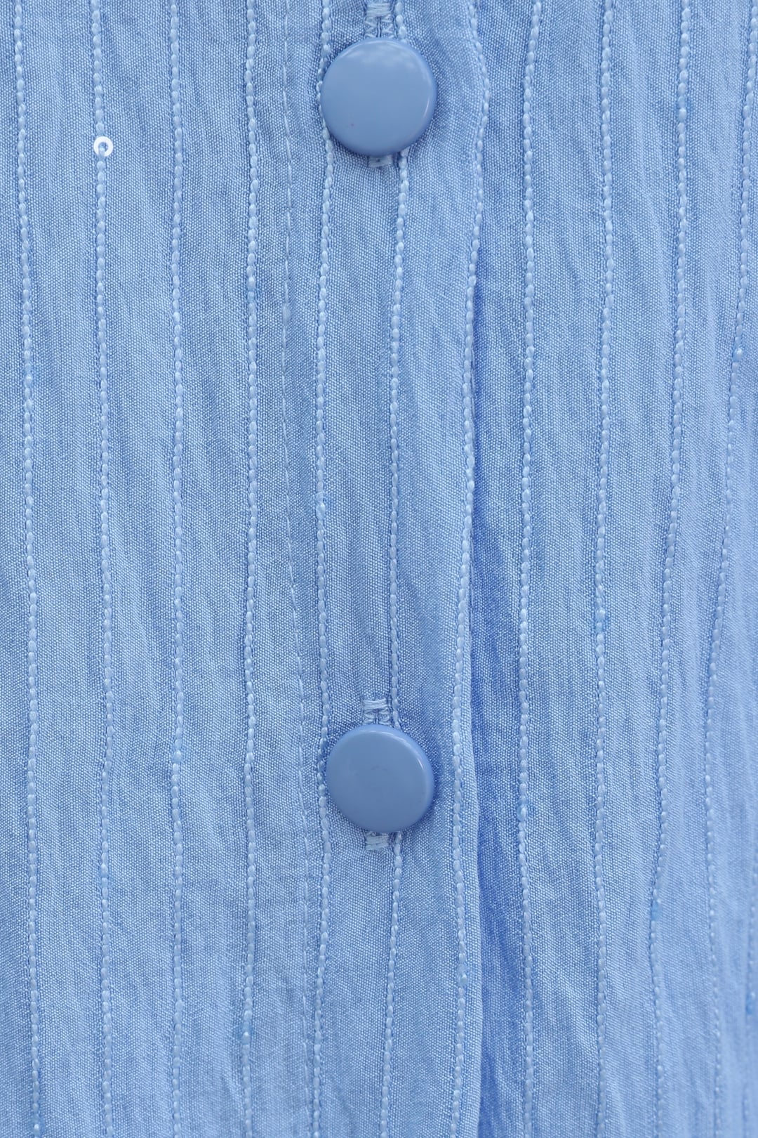Belted Seam and Sequined Button Shirt in Blue - Podyumplus - by Peralane - photo 5