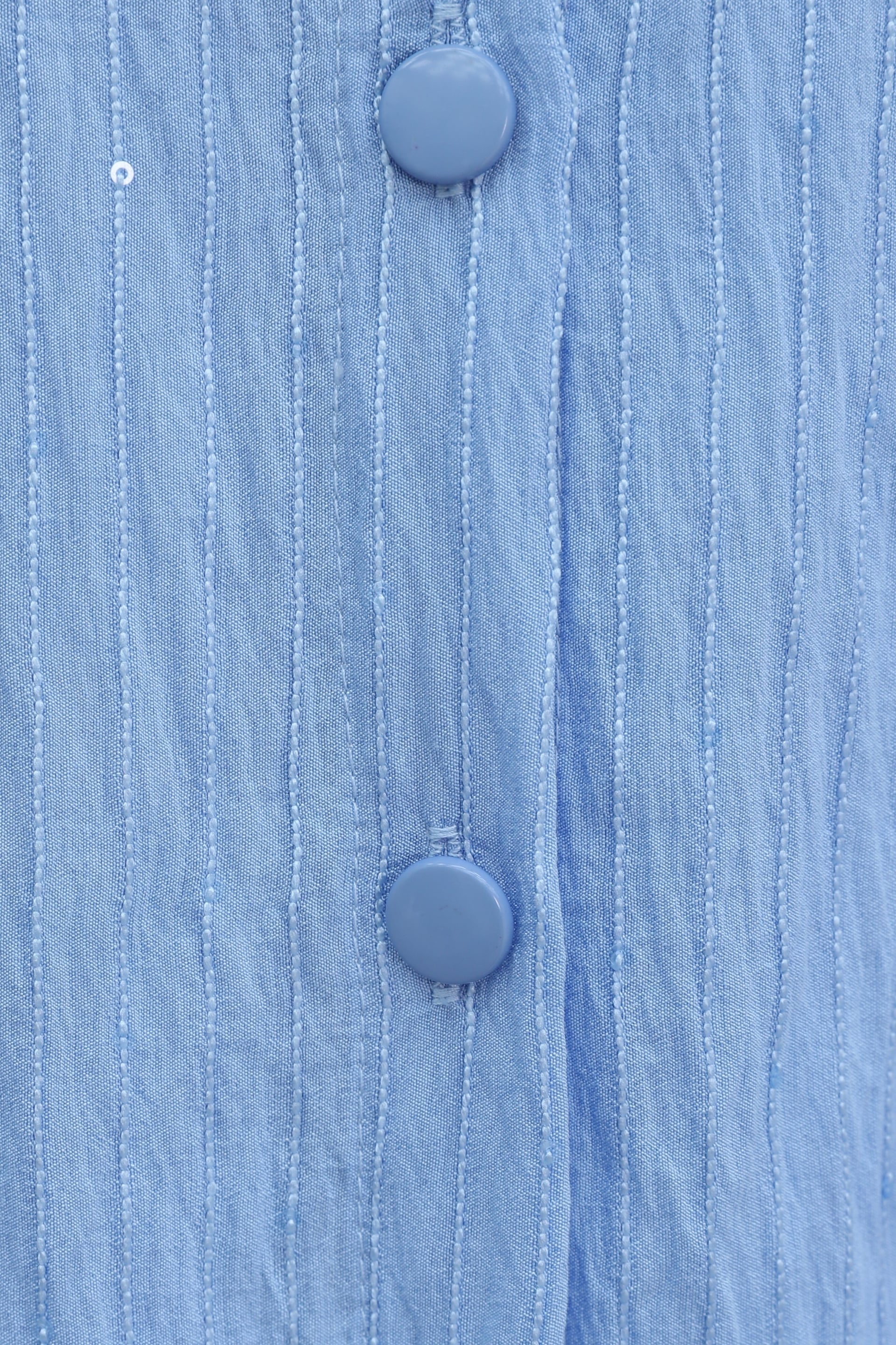 Belted Seam and Sequined Button Shirt in Blue - Podyumplus - by Peralane - photo 5