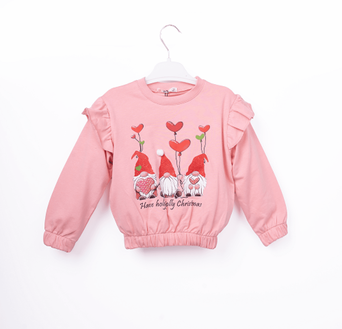 Girl's Pink Sweatshirt with Christmas Print - 3-6 Years | Pack of 4 - Busra Bebe - by Peralane