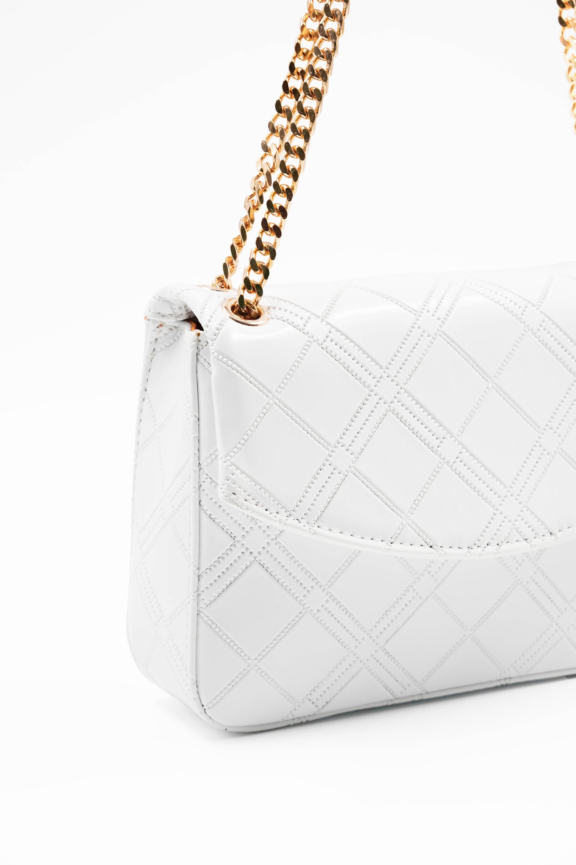 Renata White Patent Chain Detail Women's Shoulder Bag 6156 - Aron Atelier - by Peralane - photo 2