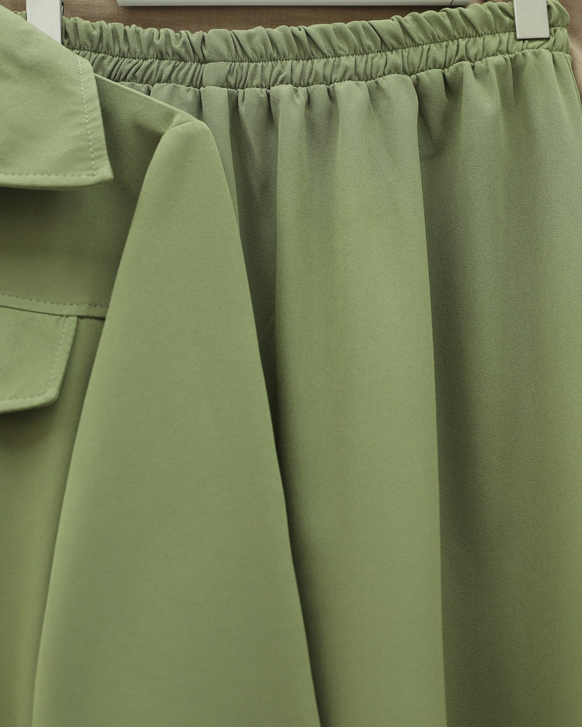 Zip-Front Drawstring Waist Two-Piece Set with Pockets - Olive Green - Podyumplus - by Peralane - photo 3