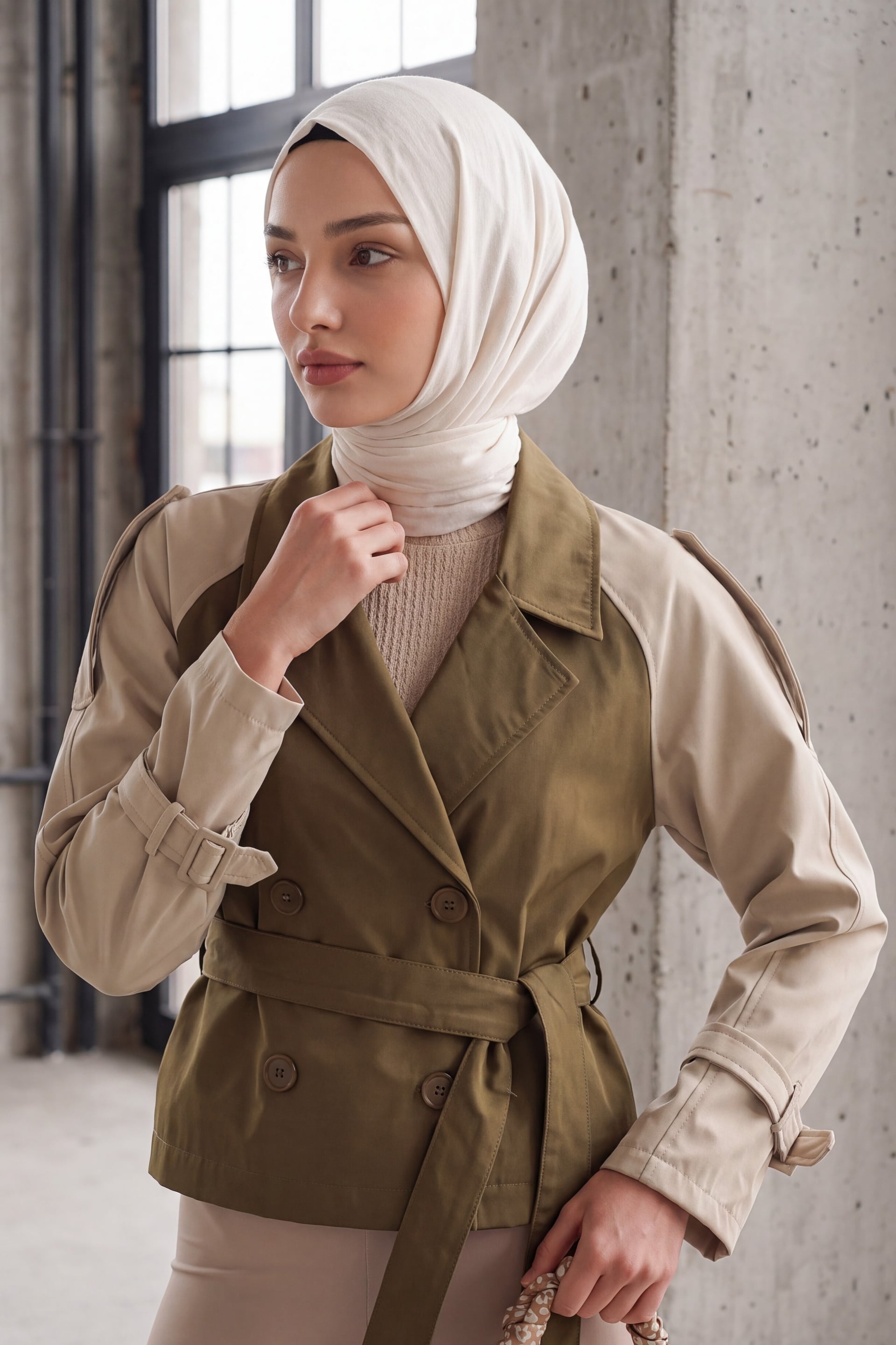 Women's Belted Short Trench Coat - Dark Khaki - Bigdart - by Peralane - photo 4