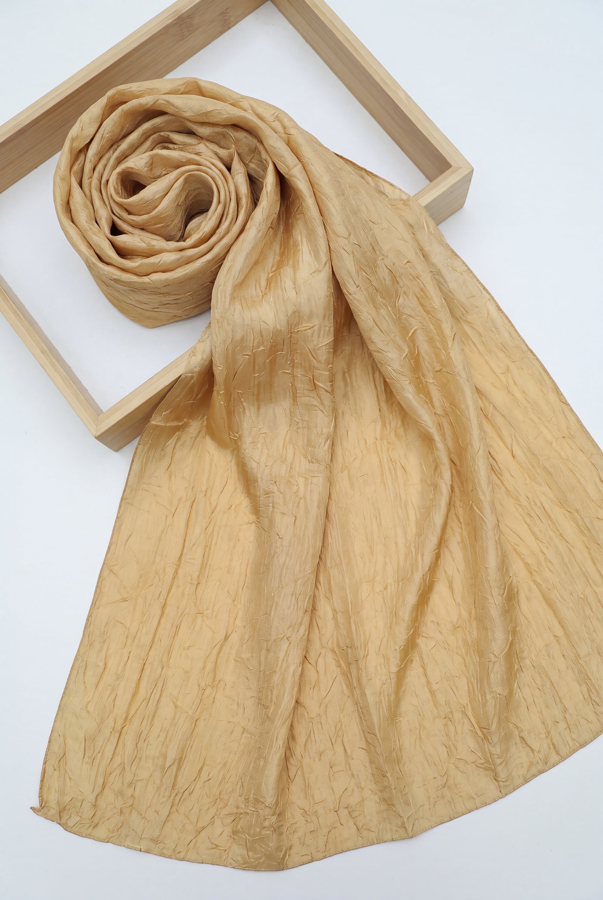 Jacquard Crinkle Crash Shawl - Mustard - Podyumplus - by Peralane