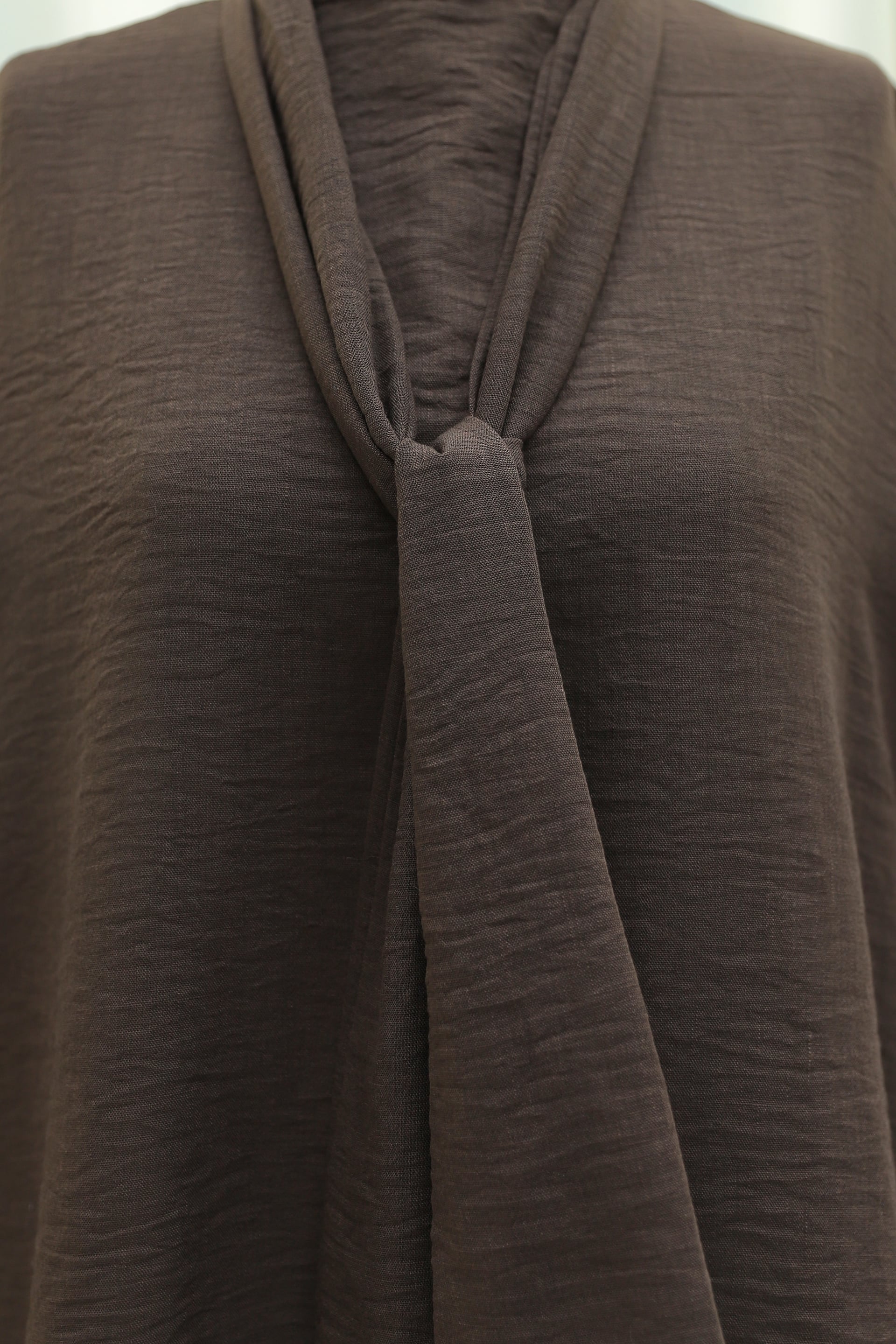 Long Back Belted Relaxed Polyviscose Tunic - Dark Brown - Podyumplus - by Peralane - photo 8