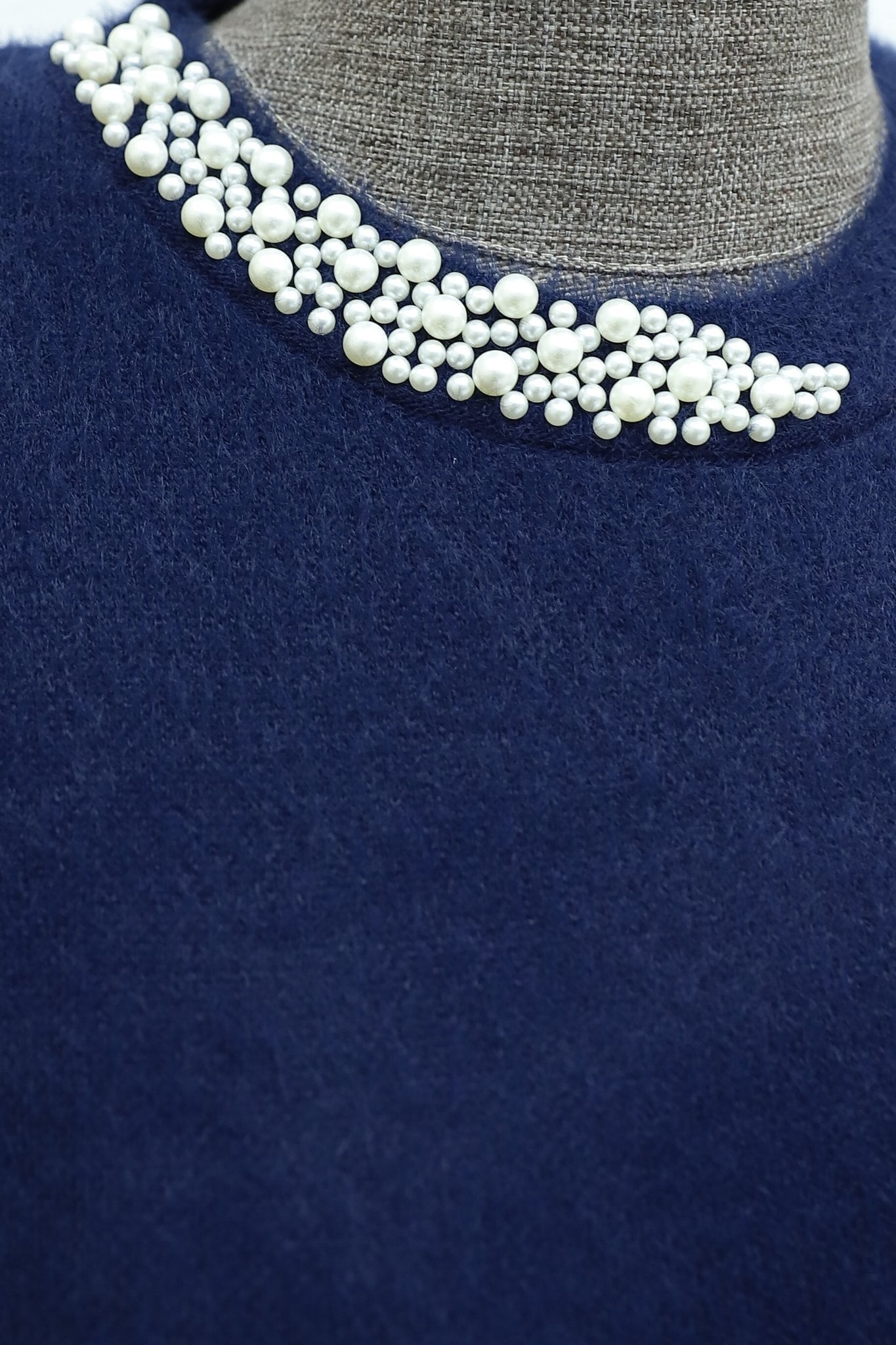 Navy Blue Pearl-Collar Soft Knit Tunic - Podyumplus - by Peralane - photo 11