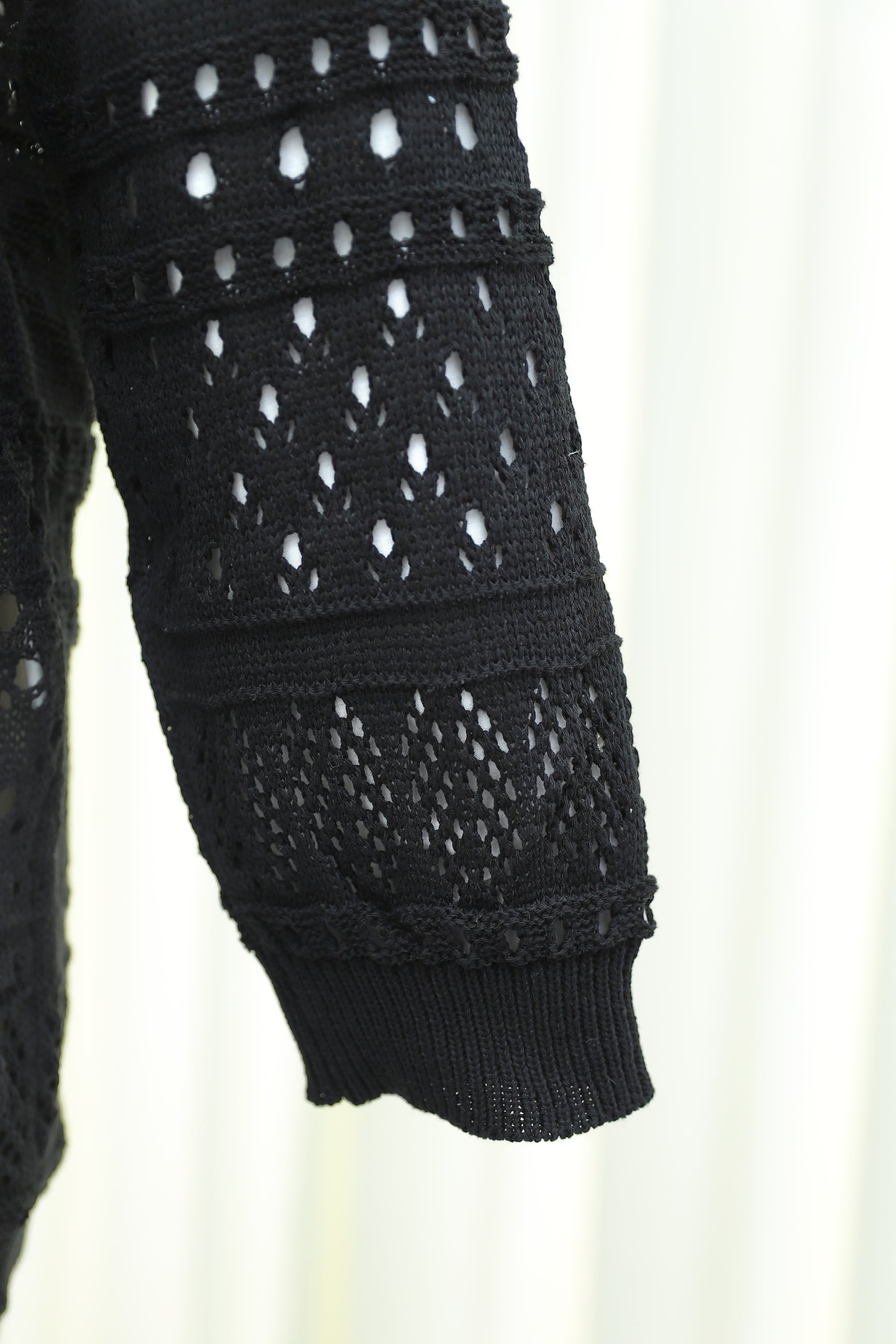 Openwork Pom Pom Detail Patterned Knit Cardigan - Black - Podyumplus - by Peralane - photo 5