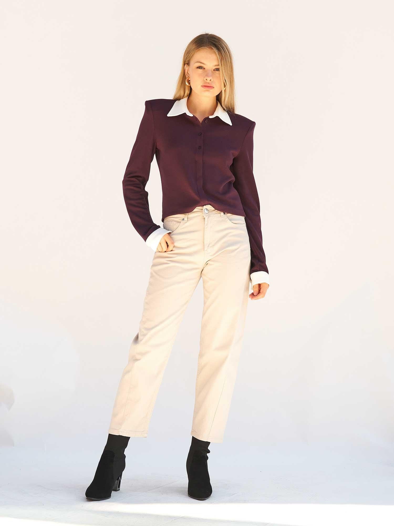 Straight Leg Cotton Gabardine Trousers - Grey - Lefon - by Peralane