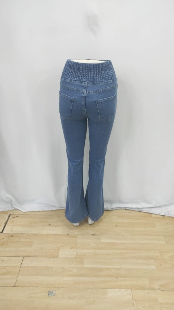 Women's High-Waist Elasticated Side Denim Jeans with Front Buttons - Janes - by Peralane - photo 3