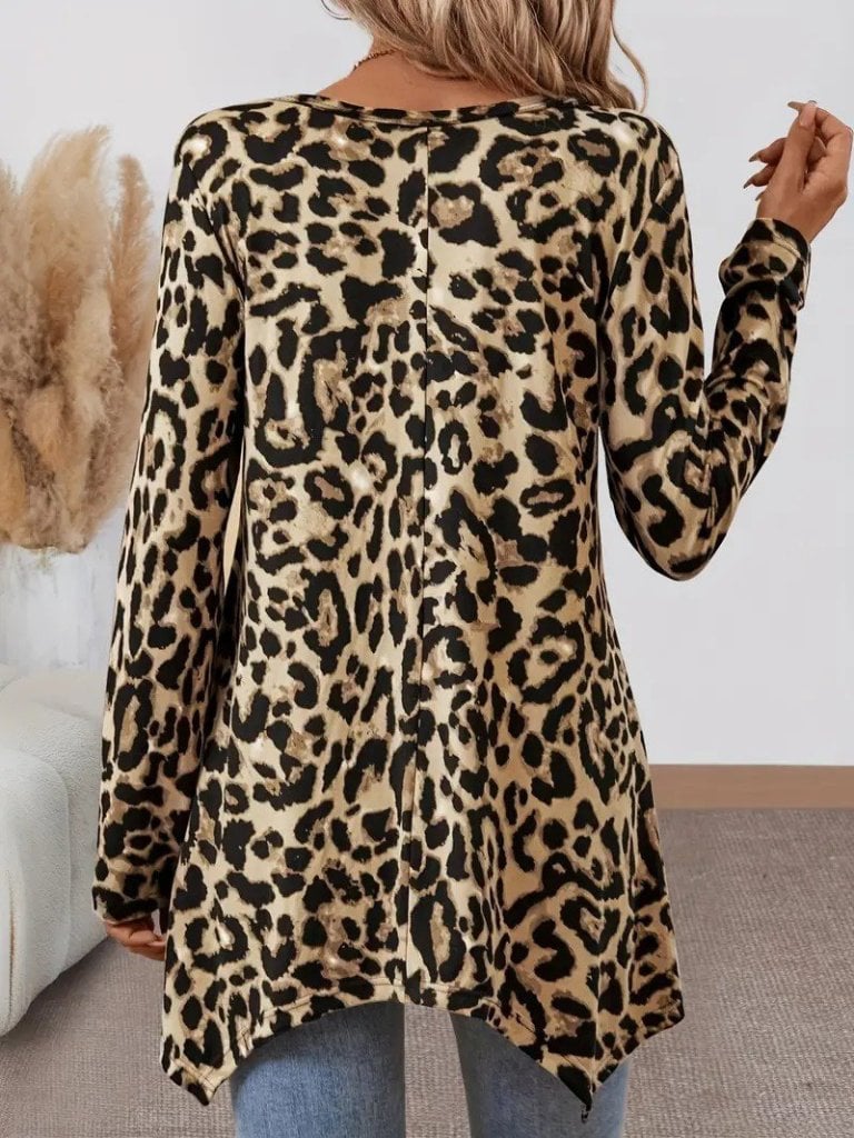 Women's Long-Sleeved Leopard Print Jersey Tunic Top - Janes - by Peralane - photo 4