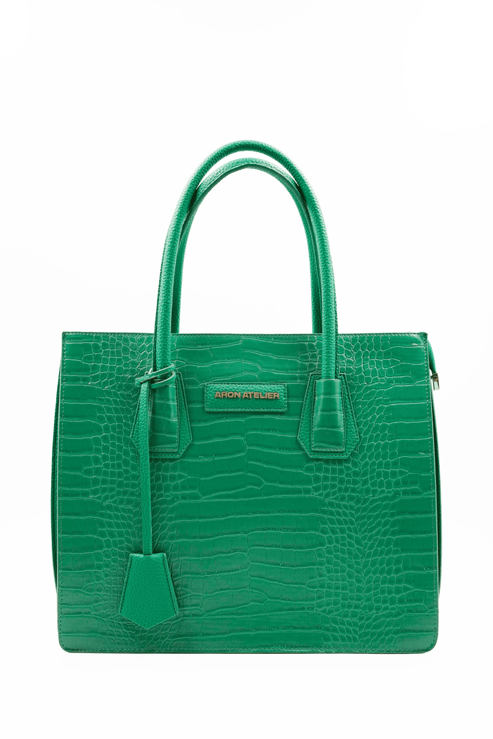 Natalia Crocodile-Embossed Vegan Leather Shoulder Bag in Green - Aron Atelier - by Peralane